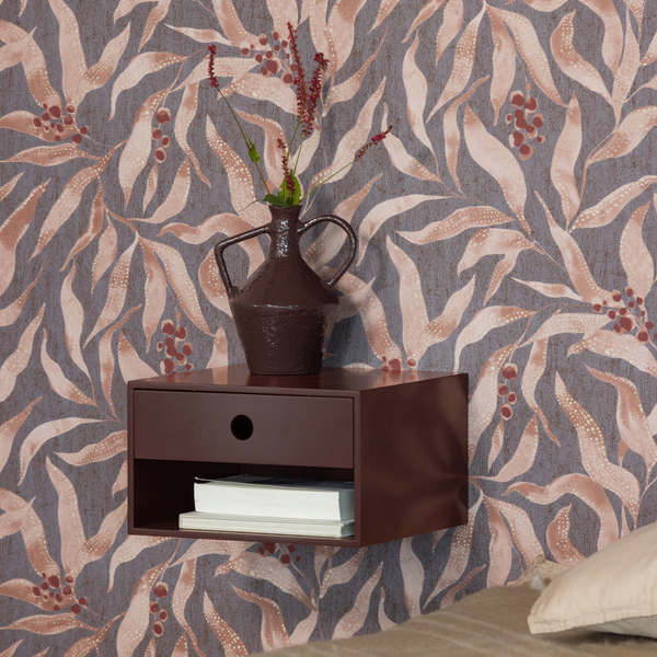 Nancy hanging bedside table burgundy red, room setting