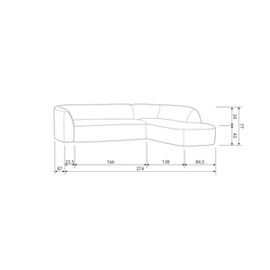 Sloping canapé d angle droit brun clair mélangé, plan avec dimensions