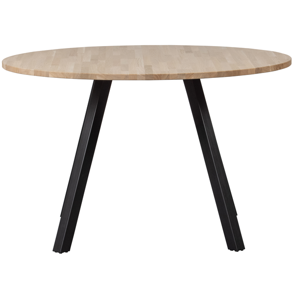 Combi Tablo table ronde en chêne non traité Ø 120 cm avec pied carré réglable sur 2 positions, vue de face