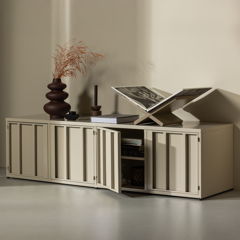 Level meuble tv métal sable 44x160 cm, photo d'ambiance