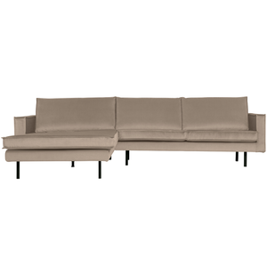 Rodeo chaise longue left velvet khaki, front view