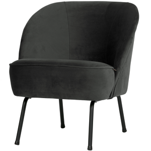 Vogue fauteuil velours noir, vue de face inclinée