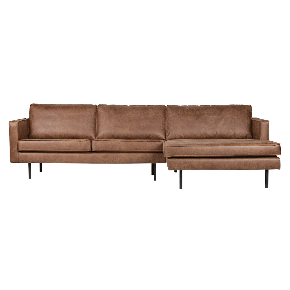 Rodeo chaise longue rechts ecoleer cognac, vooraanzicht