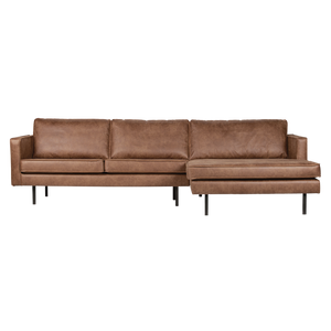 Rodeo chaise longue right ecoleather cognac, front view