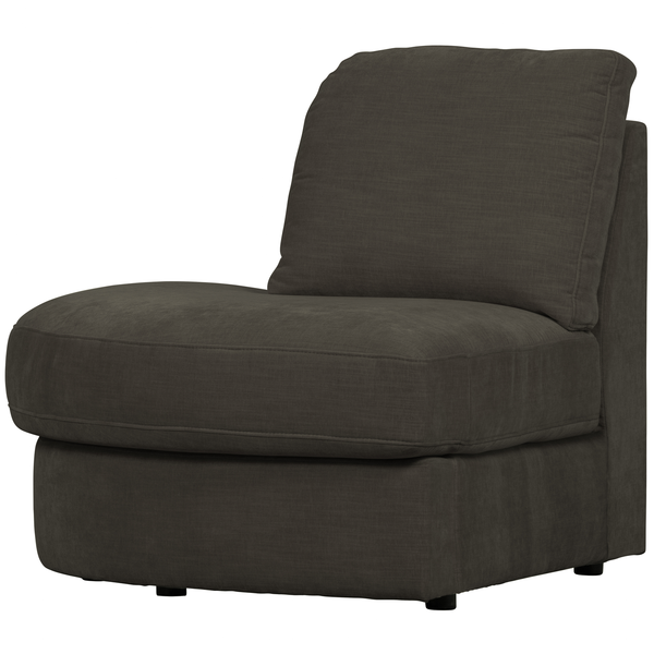 Family 1-place element angle rond gauche tissu anthracite, vue de face inclinée