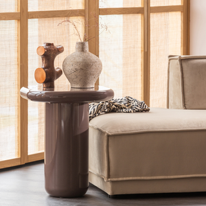 Zava side table wood high gloss dark brown, room setting