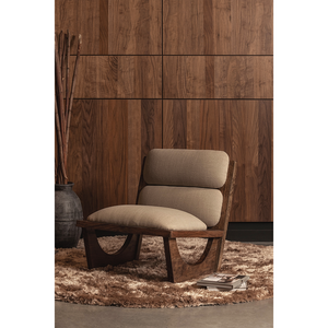 Opulent armchair bouclé/wood natural, room setting