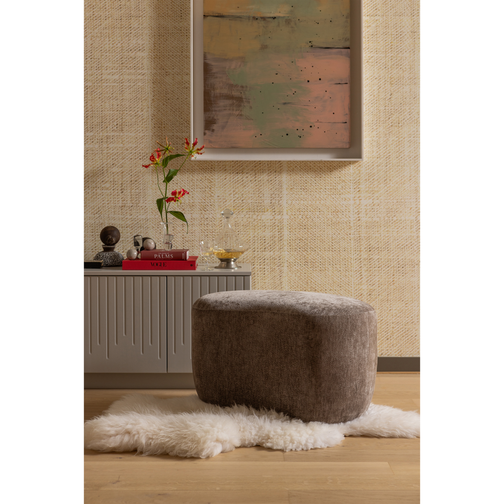 Popular organic pouf taupe, room setting
