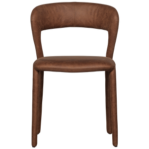 Noble eetkamerstoel leerlook cognac, vooraanzicht