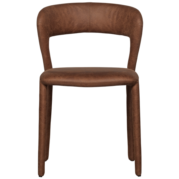 Noble eetkamerstoel leerlook cognac, vooraanzicht