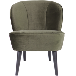 Sara armchair velvet warm green, front view