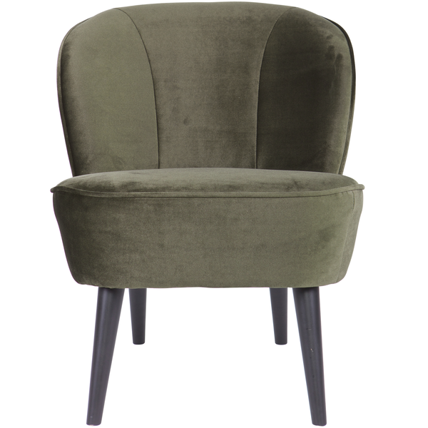 Sara armchair velvet warm green, front view