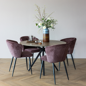 Set of 2 - Luse dining chair velvet purple, room setting