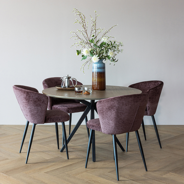Set of 2 - Luse dining chair velvet purple, room setting