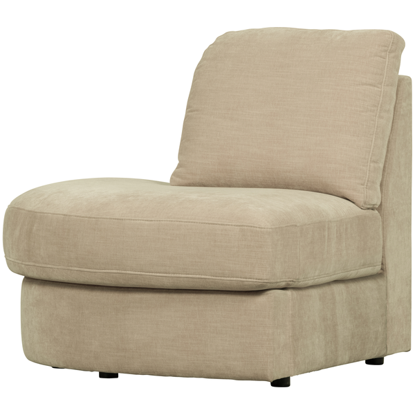 Family 1-seater element round corner left sand, angled front view