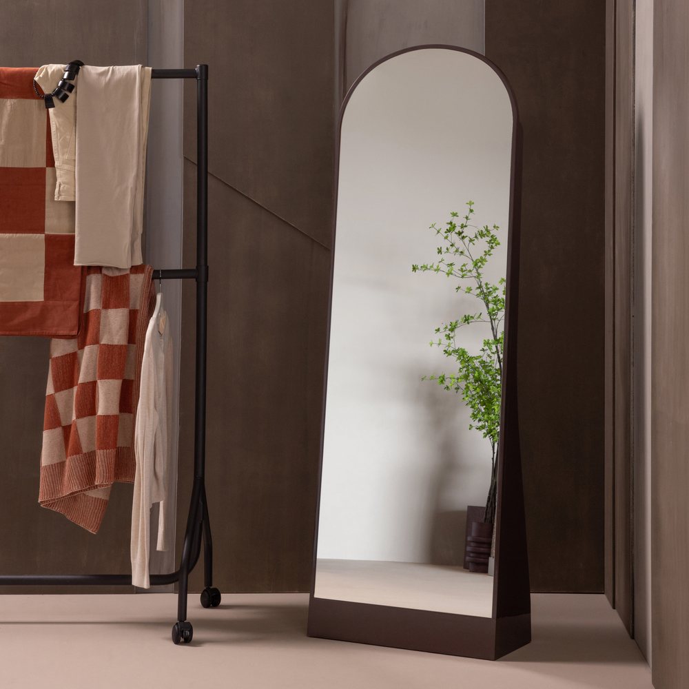 Solari passpiegel 175x60 cm hout hoogglans donkerbruin, sfeerfoto