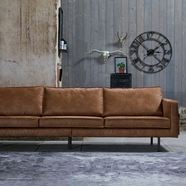 Rodeo canape 3-places eco cuir cognac, photo d'ambiance