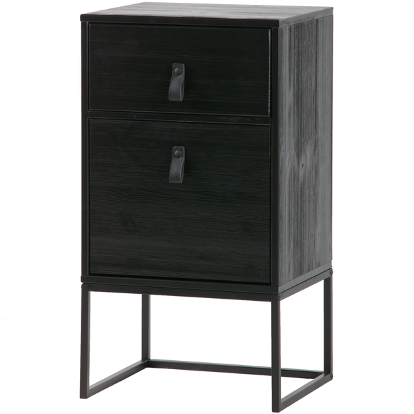Zola table de chevet avec tiroir et porte noir, vue de face
