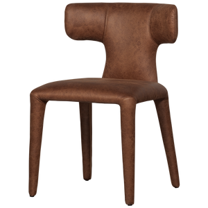 Permit dining chair leather look cognac, angled front view