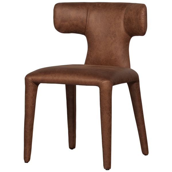 Permit dining chair leather look cognac, angled front view