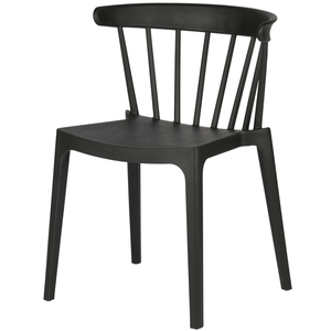 Bliss garden chair with bars plastic black, angled front view