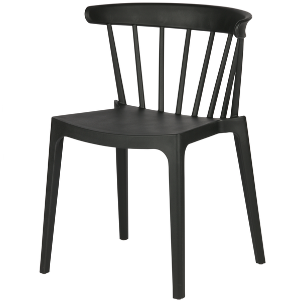 Bliss garden chair with bars plastic black, angled front view