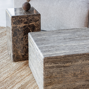 Vexa side table marble brown, room setting