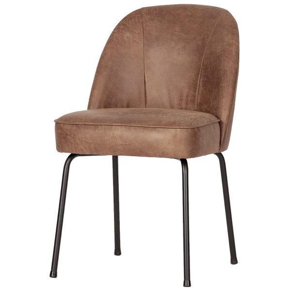 Vogue dining chair ecoleather cognac, angled front view