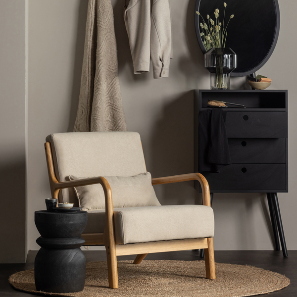 Mark fauteuil tissu tissé naturel, photo d'ambiance
