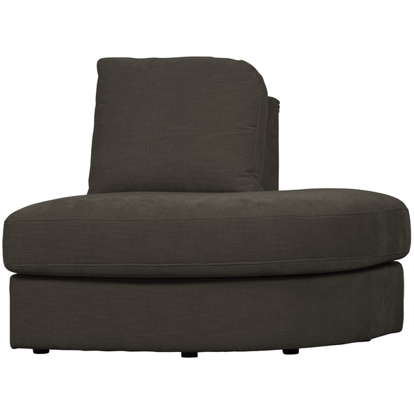 Family 1-place element angle rond droit tissu anthracite, vue de face inclinée