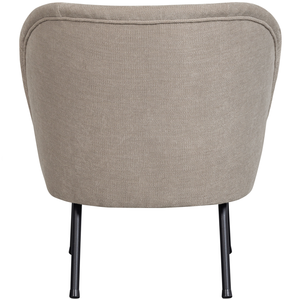 Vogue armchair woven fabric sand, back view