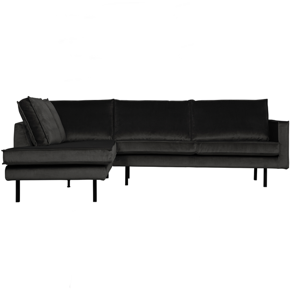 Rodeo corner sofa left velvet anthracite, front view