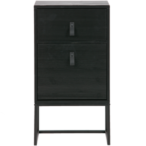 Zola table de chevet avec tiroir et porte noir, vue de face