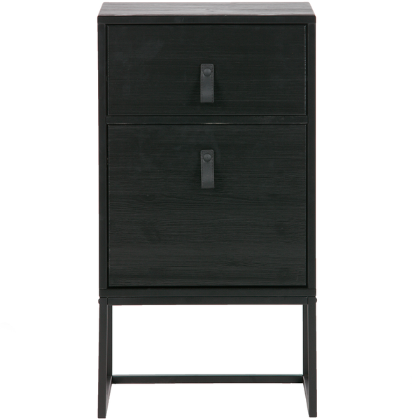 Zola table de chevet avec tiroir et porte noir, vue de face