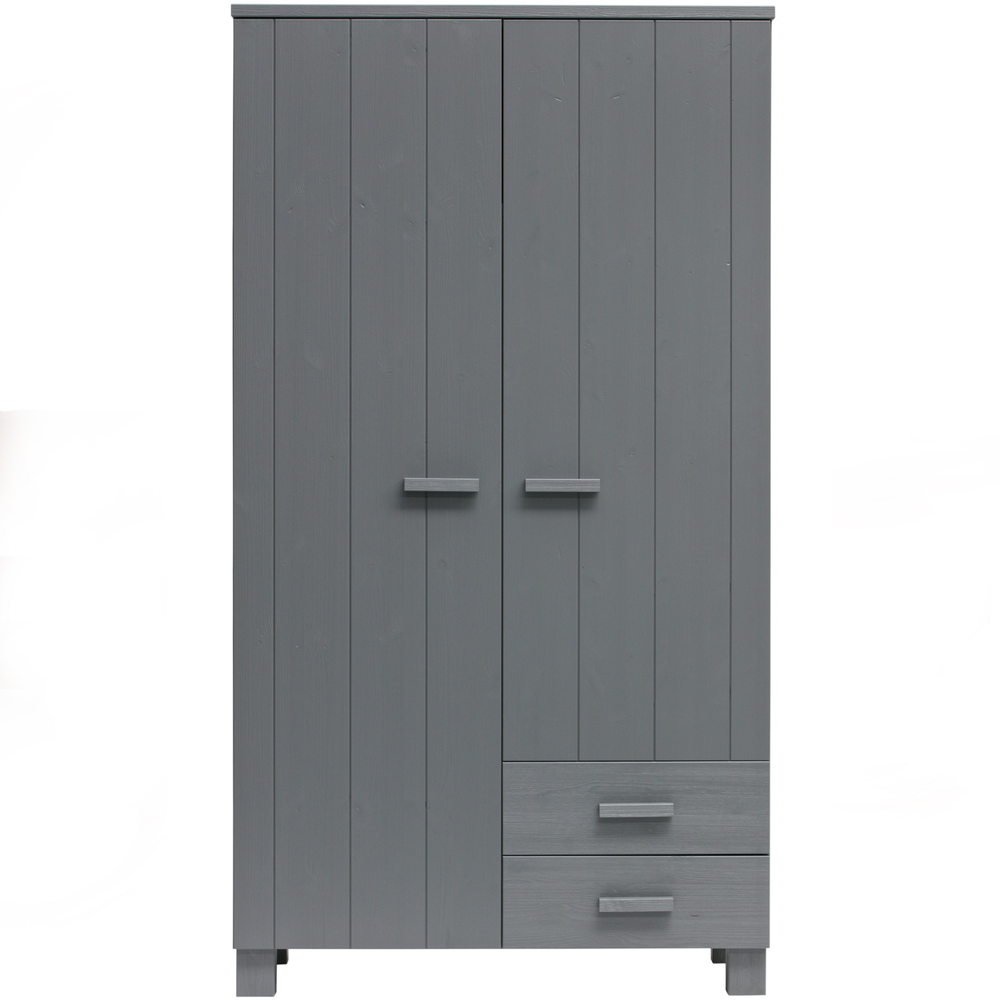 Dennis armoire à tiroirs pin gris acier, vue de face