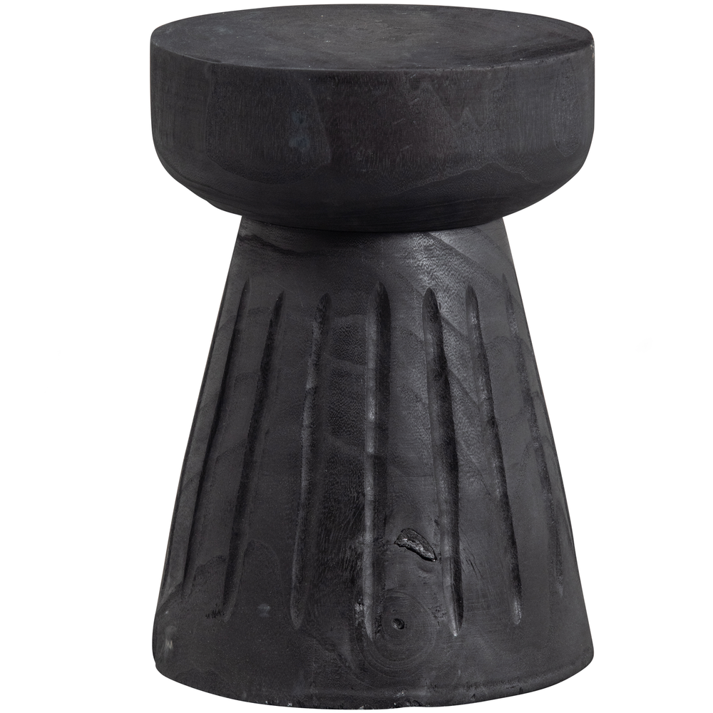 Borre kruk hout zwart 40xø28 cm, vooraanzicht