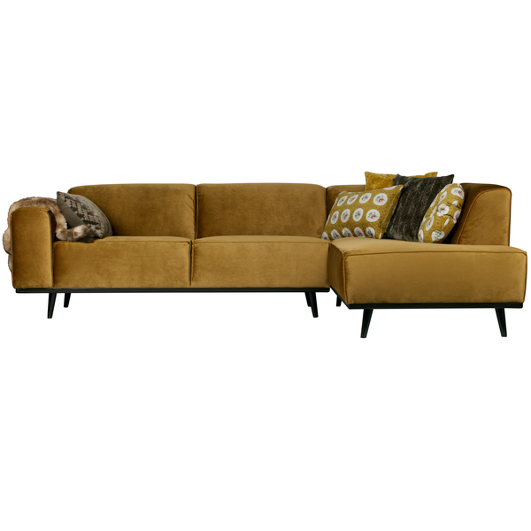 Statement canapé d angle droite velvet jaune miel, côté gauche