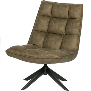 Jouke fauteuil cuir artificiel vert, vue de face inclinée