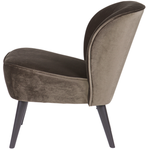 Sara armchair velvet warm green, front view
