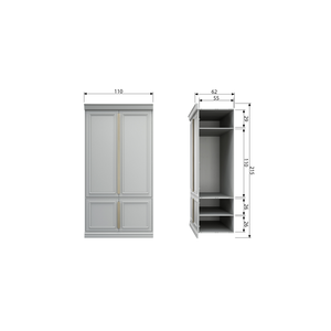 Organize kast 62 cm grenen mist, maattekening