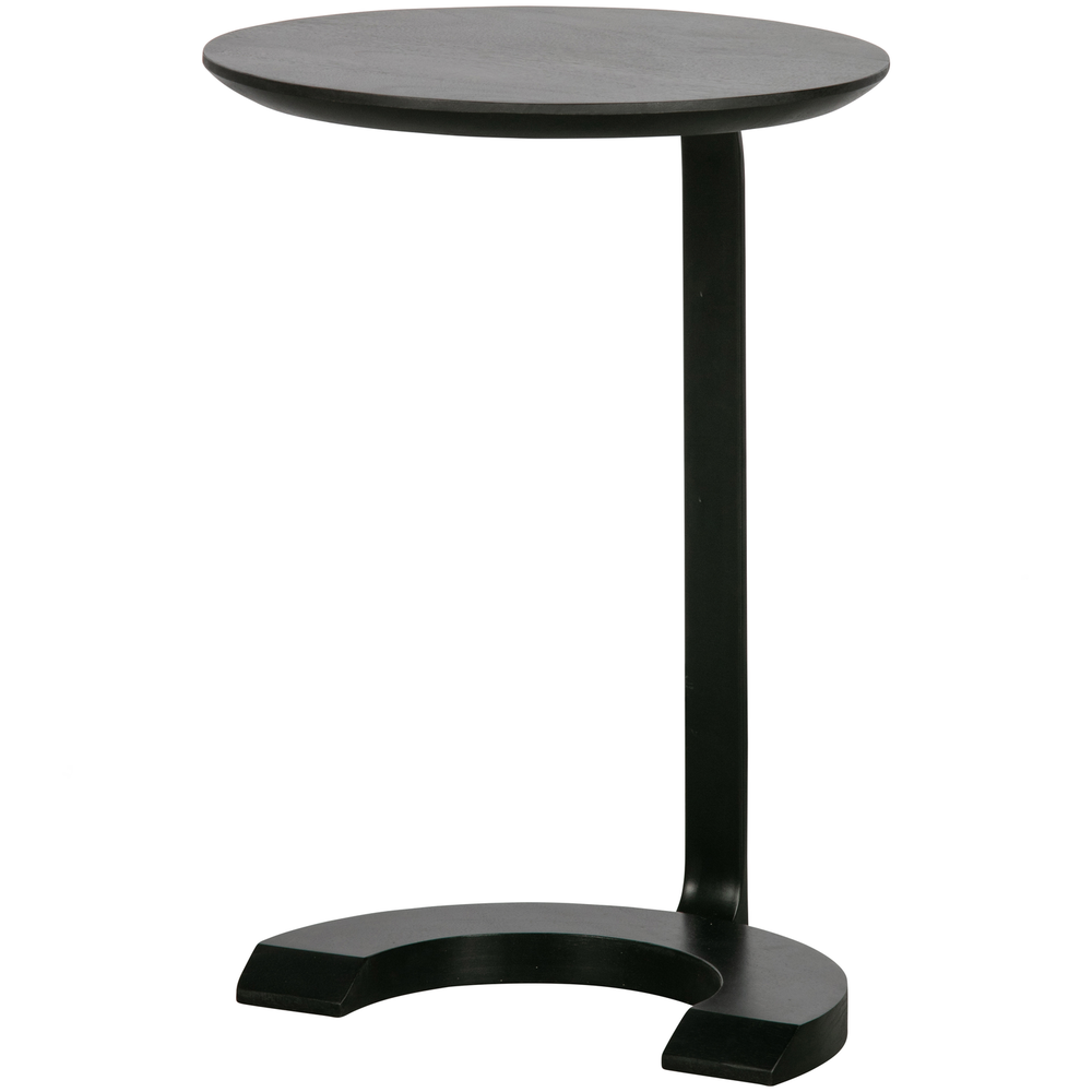 Floor sidetable wood/metal black, angled front view