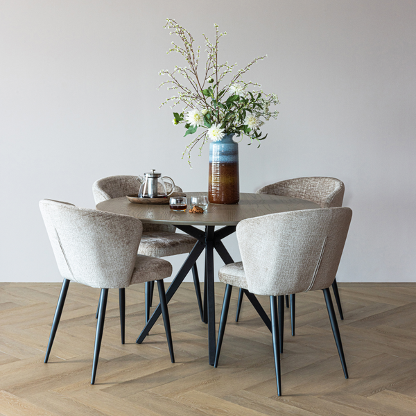 Set v 2 - Luse dining chair velvet beige, room setting