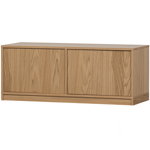 Modulair bas-de-casse 110 cm chêne naturel mat, vue de face inclinée