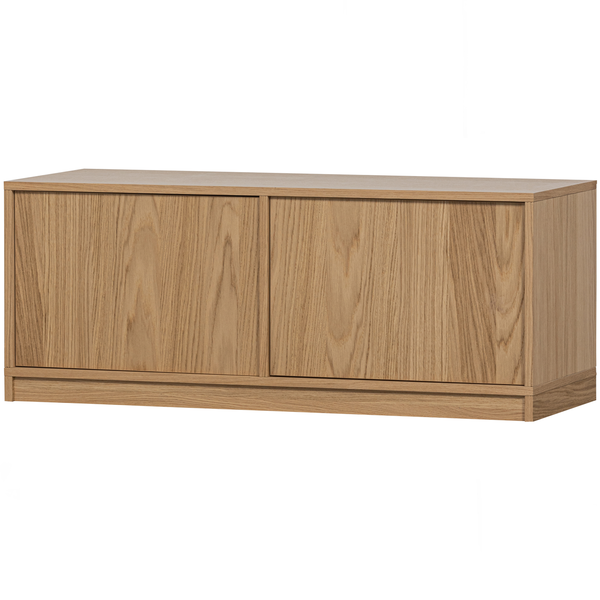 Modulair bas-de-casse 110 cm chêne naturel mat, vue de face inclinée