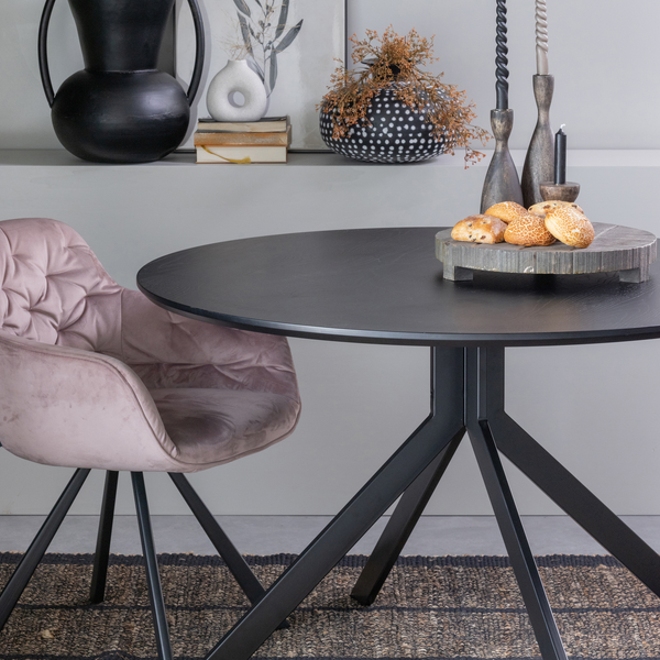Bruno table à manger mdf noir ø120 cm, photo d'ambiance