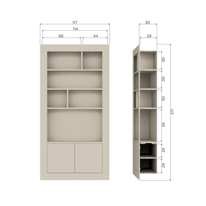 Wallcover wandkast 117 cm grenen dust, maattekening