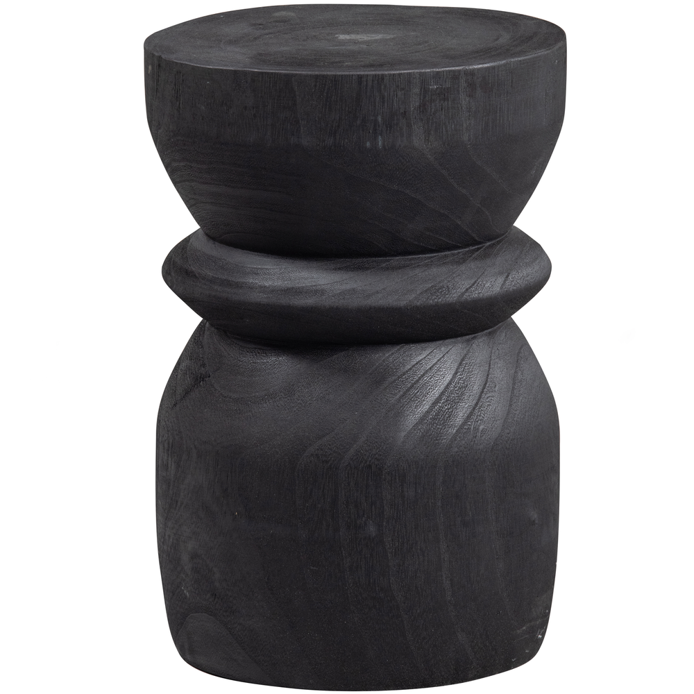 Bikkel kruk hout zwart 40xø28 cm, vooraanzicht
