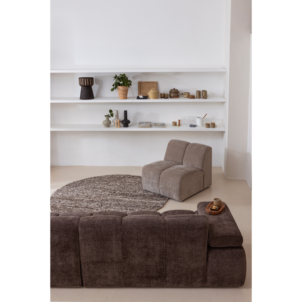 Efia tapis laine mélange brun ø200 cm, photo d'ambiance