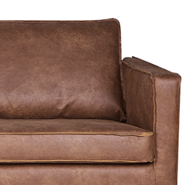 Rodeo canape 3-places eco cuir cognac, détail