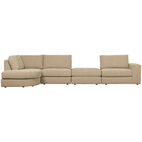 Family 1-seater element round corner left sand, front view